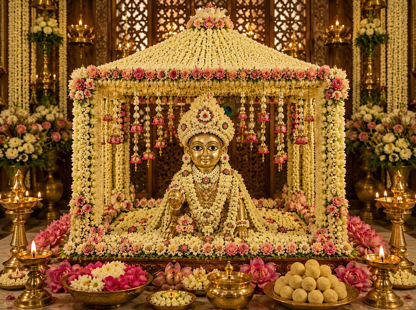 How to Create a Janmashtami Phool Bangla for Laddu Gopal at Home — Complete Flower Shringar Guide