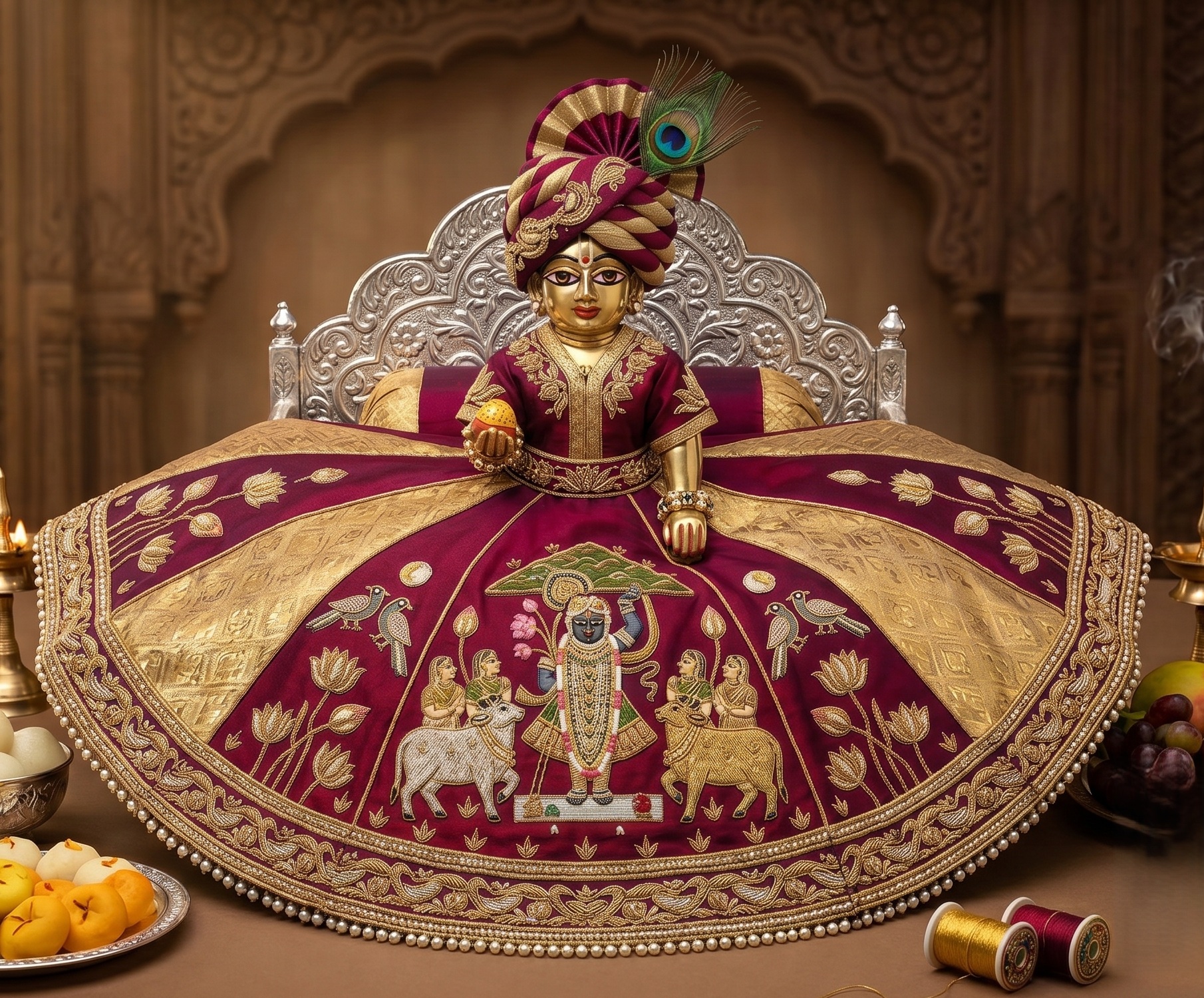 Handmade Kanha Ji poshak,hand embroidery vs machine embroidery comparison