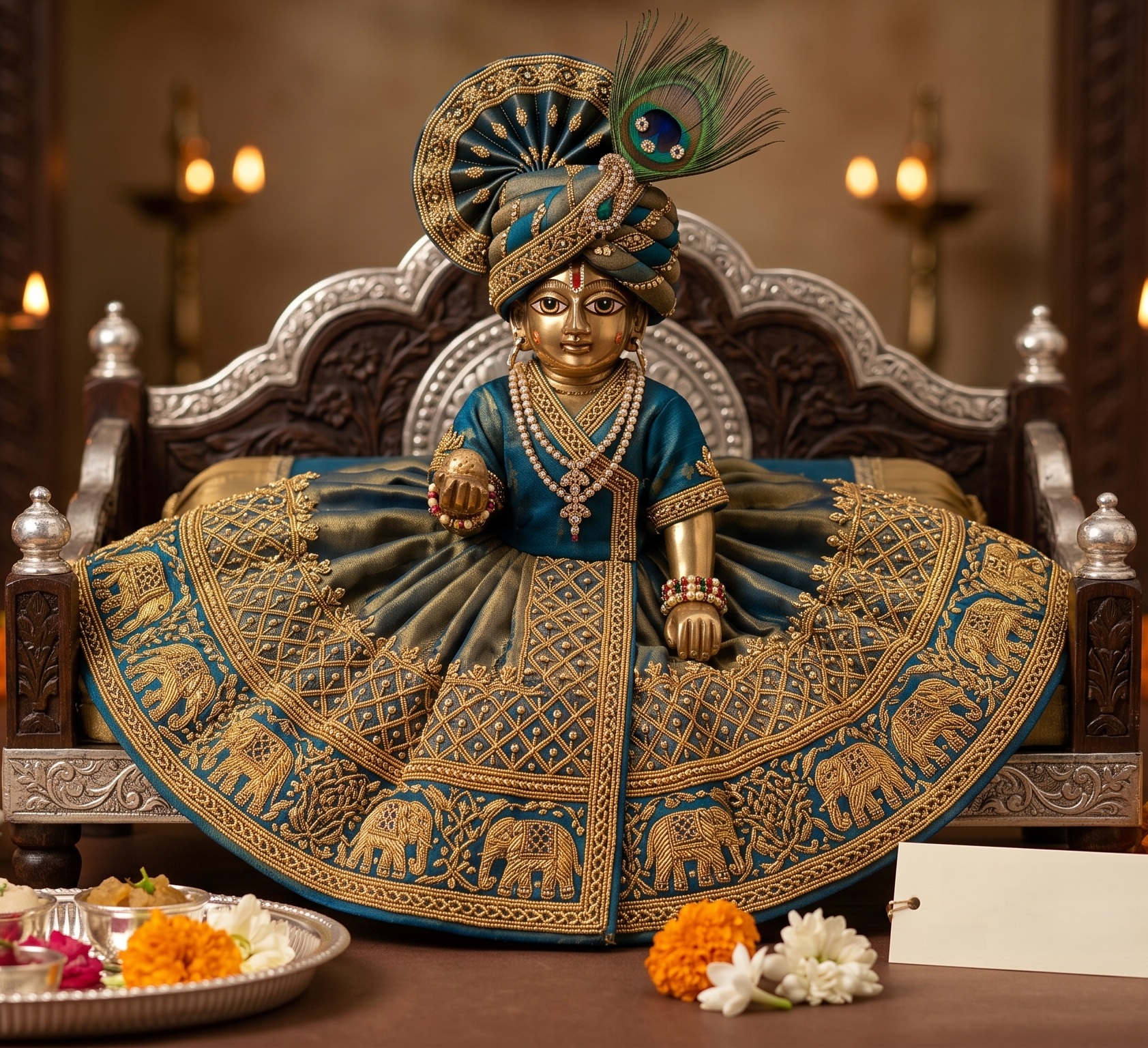 Janmashtami special heavy zari dress for Laddu Gopal,Banarasi silk poshak
