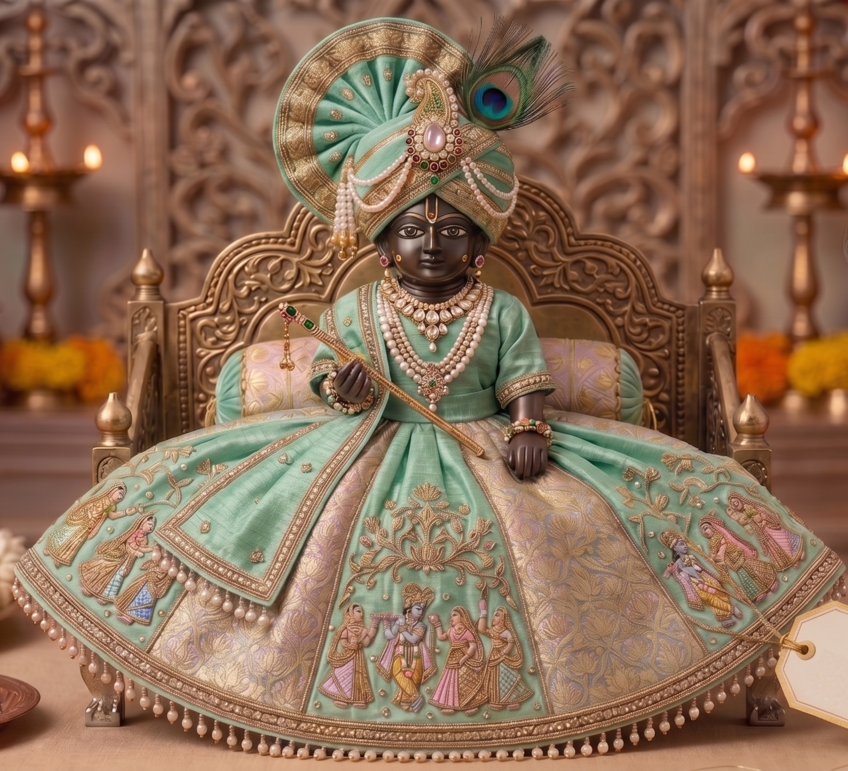 Cotton summer poshak for Laddu Gopal, white and pastel options