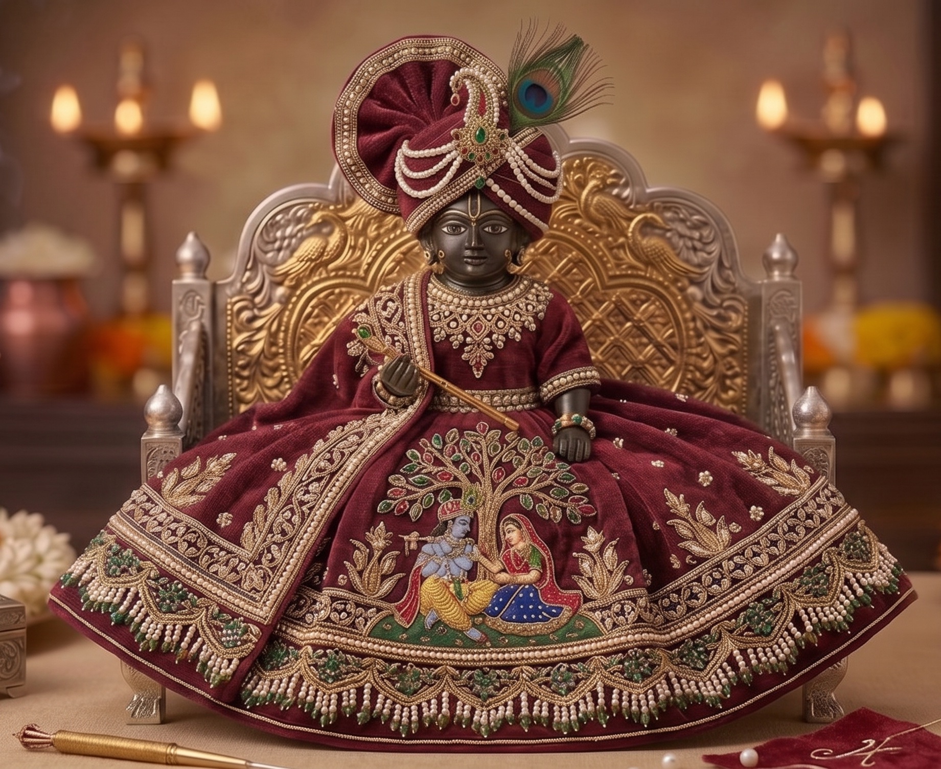 Laddu Gopal lehenga patka,traditional Kanha Ji dress style for daily and festival use