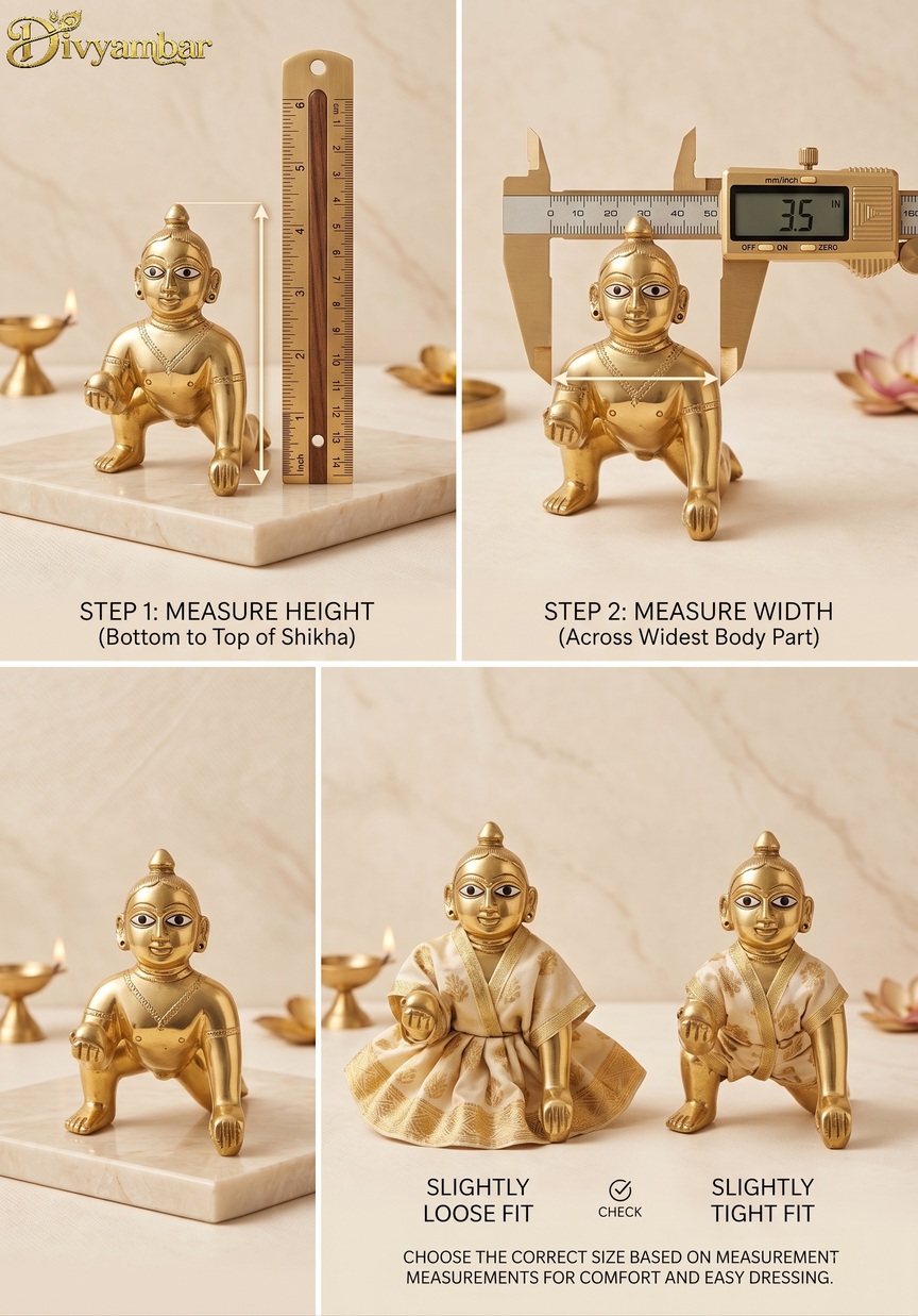 How to measure Laddu Gopal for poshak size, step by step guide