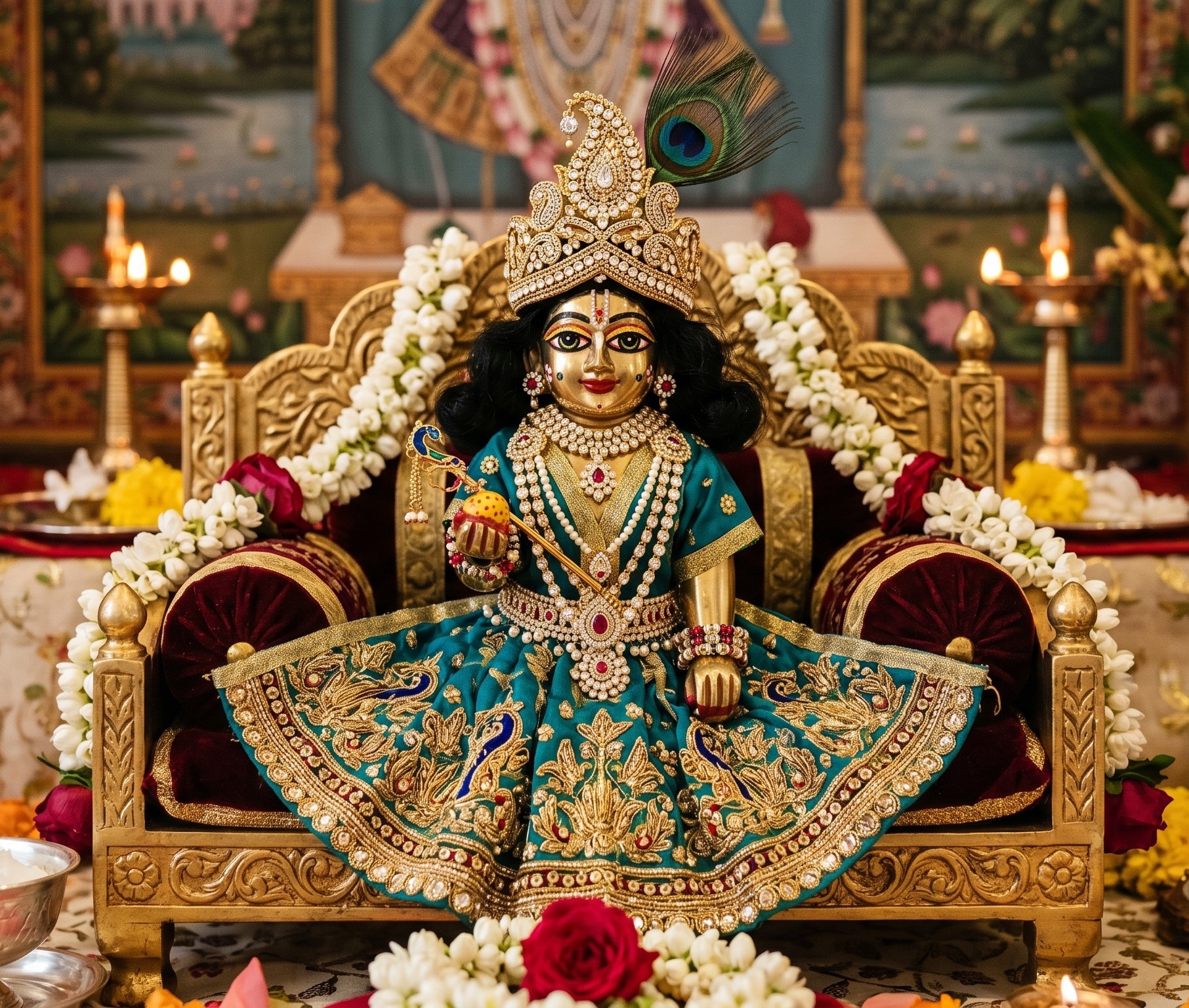 Laddu Gopal mukut styles for Janmashtami,gold, peacock feather, kundan work